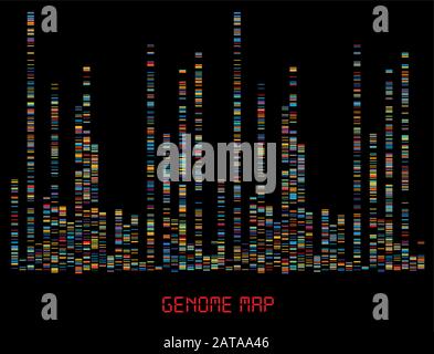 Darstellung von Big Genomic Data - DNA-Test, Barcodierung, Genome Map Architecture - Vector Graphic Template Stock Vektor