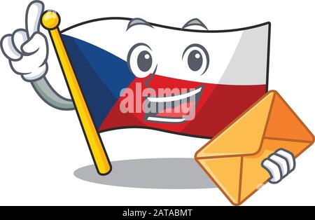 Fröhlich Flag czechia Maskottchen Design mit Umschlag Stock Vektor