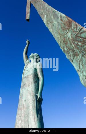 Statue des Pythagoras in der Stadt Pythagorio, Samos, Griechenland. Stockfoto