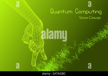 Vector Quantum Computing Concept - Hi-Tech Digital Design - Emblem of AI, Signal Cryptography, Big Data Stock Vektor