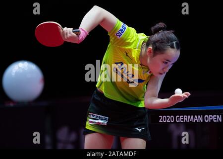 Magdeburg, Deutschland. Februar 2020. Tischtennis: German Open, Damen, Einzel, Viertelfinale, Ito (Japan) - Ding (China). Mima Ito in Aktion. Kredit: Swen Pförtner / dpa / Alamy Live News Stockfoto