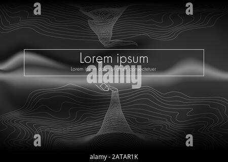 Abstraktes Schwarz-Weiß-Warp-Linienmuster mit Gitterverlaufshintergrund. Vorlage für Präsentation, Broschüre, Hintergrunddesign, Flyer, Poster. Stock Vektor