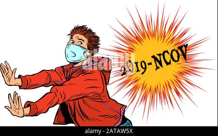 Panik, neuer Wuhan Coronavirus 2019-nCoV Epidemie Ausbruch Stock Vektor