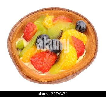 Süßes Sommerfrucht-Dessert, isoliert auf weißem Hintergrund Stockfoto