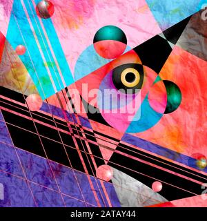 Abstrakte retro Aquarell Hintergrund aus geometrischen Formen Stockfoto