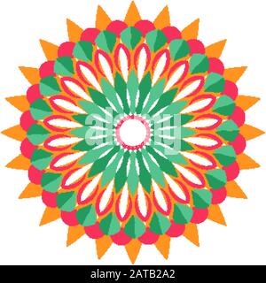 Mandala-Muster in grüner und oranger Farbdarstellung Stock Vektor
