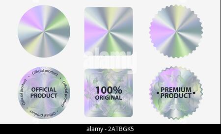 Satz mit Hologramm-Label geometrische Formen Vektor-Flachdarstellung Stock Vektor