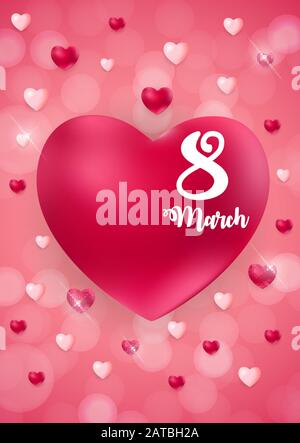 Plakat Internationale Happy Tag der Frau am 8. März Blumen Grußkarte Vector Illustration Stock Vektor