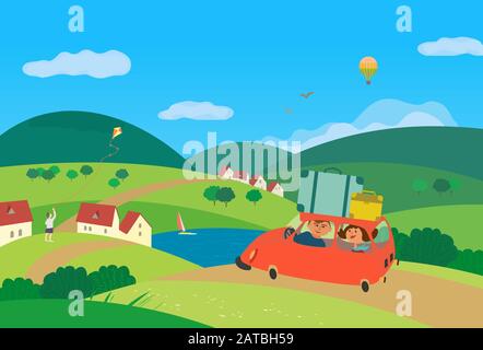 Anreise mit dem Auto Stock Vektor
