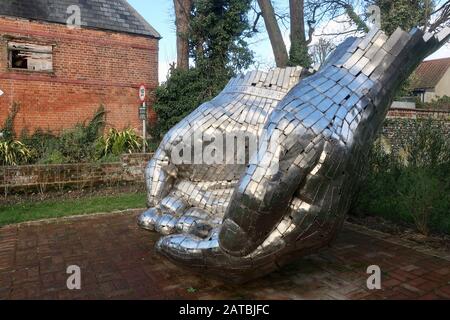 Woodbridge, Suffolk, Großbritannien - 1. Februar 2020: Hands von Rick Kirby in der Woodbridge Quay baptistenkirche. Stockfoto