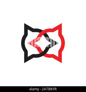 Linked Circle Triangle Objekt buntes Logo Stock Vektor