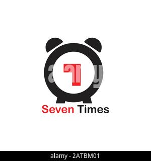 Sieben Uhrzeit-Logo-Vektor Stock Vektor