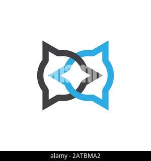 Linked Circle Triangle Objekt buntes Logo Stock Vektor