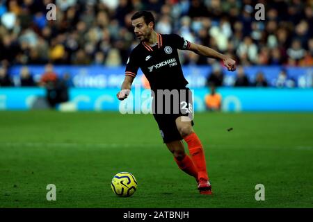 Leicester, Großbritannien. Februar 2020. Cesar Azpilicueta von Chelsea im Einsatz. EPL Premier League Match, Leicester City gegen Chelsea im King Power Stadium in Leicester am Samstag, 1. Februar 2020. Dieses Bild darf nur für redaktionelle Zwecke verwendet werden. Nur redaktionelle Nutzung, Lizenz für kommerzielle Nutzung erforderlich. Keine Verwendung bei Wetten, Spielen oder Einzelpublikationen für Vereine/Liga/Spieler. Pic von Steffan Bowen/Andrew Orchard Sportfotografie/Alamy Live News Credit: Andrew Orchard Sportfotografie/Alamy Live News Stockfoto