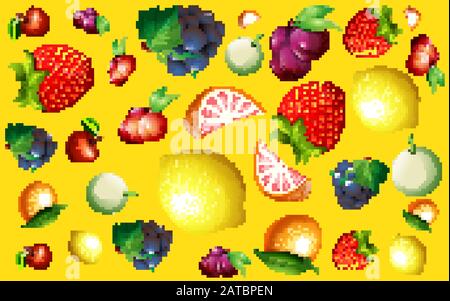 Nahtloses Hintergrundmuster mit Illustrationen zu frischen Früchten Stock Vektor