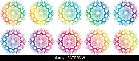 Mandala Muster in Rainbow Color Abbildung Stock Vektor