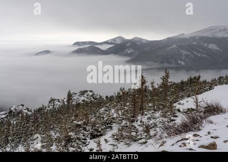 Vom Flattop Mountain Trail. Estes Park, Colorado. Stockfoto