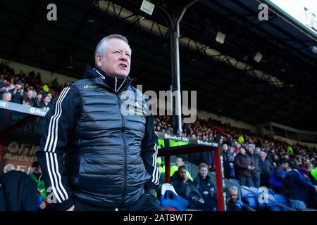 Selhurst Park, London, Großbritannien. Februar 2020; Selhurst Park, London, England; English Premier League Football, Crystal Palace versus Sheffield United; Sheffield United Manager Chris Wilder Stockfoto