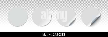 Weiße Klebesticker. Leere Vorlagen für Preisschilder. Leere Papierzirkel. Stock Vektor