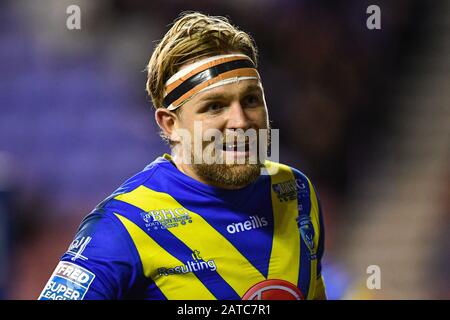 Januar 2020, DW Stadium, Wigan, England; Betfred Super League, Wigan Warriors V Warrington Wolves: Blake Austin (6) von Warrington Wolves Stockfoto