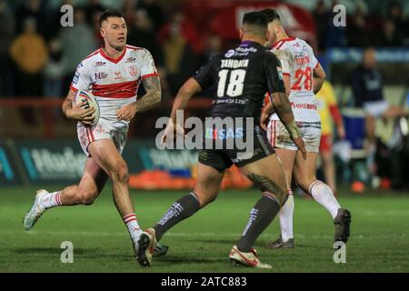 Januar 2020, KHull College Craven Park, Kingston upon Hull, England; Betfred Super League, Hull Kingston Rovers V Wakefield Trinity: Shaun Kenny-Dowall (3) von Hull KR läuft mit dem Ball Stockfoto