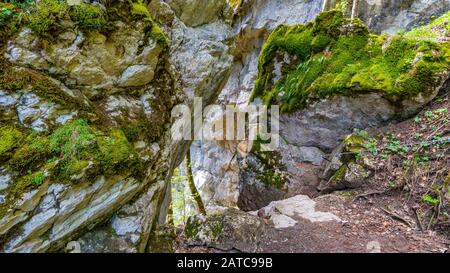 Die Starzlachklamm, eine schöne Schlucht am Fuße der Grunen bei Sonfhofen, Immenstadt im Allgau Stockfoto