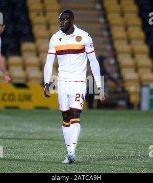 Livingston, Großbritannien. Februar 2020. Bevis Mugabi von Motherwell beim Spiel der Scottish Premiership zwischen Livingston FC und Motherwell FC in Der Tony Macaroni Arena in Livingston am 1. Februar 2020. Gutschrift: SPP Sport Presse Foto. /Alamy Live News Stockfoto