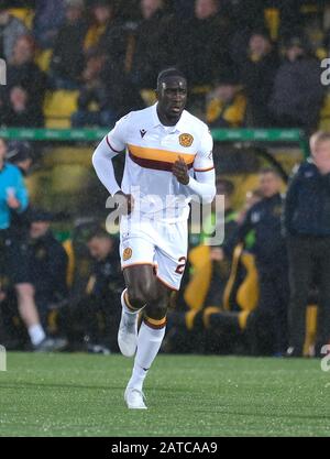 Livingston, Großbritannien. Februar 2020. Bevis Mugabi von Motherwell beim Spiel der Scottish Premiership zwischen Livingston FC und Motherwell FC in Der Tony Macaroni Arena in Livingston am 1. Februar 2020. Gutschrift: SPP Sport Presse Foto. /Alamy Live News Stockfoto