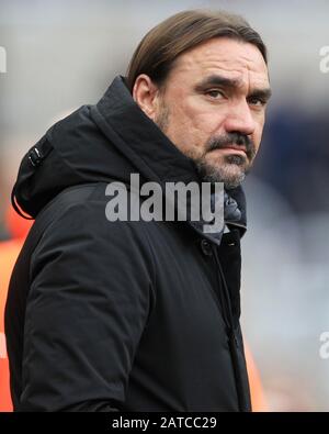 Newcastle UPON TYNE, ENGLAND - 1. FEBRUAR Daniel Farke, Manager von Norwich City, während des Premier-League-Spiels zwischen Newcastle United und Norwich City im St. James's Park, Newcastle am Samstag, 1. Februar 2020. (Kredit: Mark Fletcher / MI News) Foto darf nur für redaktionelle Zwecke in Zeitungen und/oder Zeitschriften verwendet werden, Lizenz ist für kommerzielle Zwecke erforderlich Stockfoto