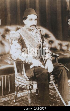 Der osmanische Sultan Abdul Hamid II. (Abdulhamid II.). Abdul Hamid II. War der 34. Sultan des Osmanenreiches und der letzte Sultan, der eine effektive Kontrolle über den zerbrechenden Staat ausübt. Stockfoto