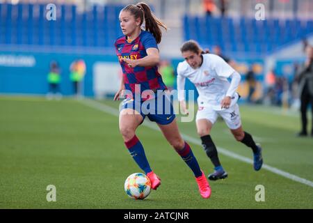 Barcelona, Spanien. Februar 2020. Lieke Martens vom FC Barcelona im Einsatz beim Spiel der spanischen Liga Primera Iberdrola zwischen dem FC Barcelona gegen Sevilla FC im Johan Cruyff Stadium am 01. Februar 2020 in Barcelona, Spanien. Credit: Cal Sport Media/Alamy Live News Stockfoto