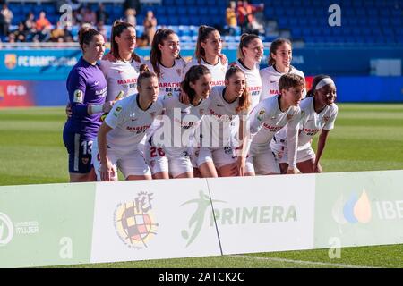 Barcelona, Spanien. Februar 2020. Sevilla FC beim Spiel der spanischen Liga Primera Iberdrola zwischen dem FC Barcelona gegen Sevilla FC im Johan Cruyff Stadium am 01. Februar 2020 in Barcelona, Spanien. Credit: Cal Sport Media/Alamy Live News Stockfoto