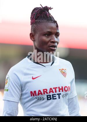 Barcelona, Spanien. Februar 2020. Kanu von Sevilla beim Spiel der spanischen Liga Primera Iberdrola zwischen dem FC Barcelona gegen Sevilla FC im Johan Cruyff Stadium am 01. Februar 2020 in Barcelona, Spanien. Kredit: European Sports Photographic Agency/Alamy Live News Stockfoto