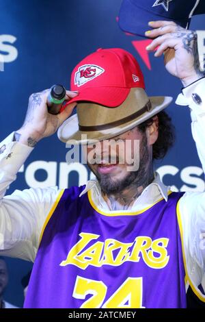 Miami Beach, Florida, USA. Februar 2020. Posten Sie Malone auf der Fanatics Super Bowl Party von Michael Rubin im Loews Miami Beach Hotel am 01. Februar 2020 in Miami Beach, Florida. Credit: Walik Gosshorn/Media Punch/Alamy Live News Stockfoto