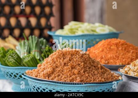 Zutaten für Pad Thai, einem beliebten Thai Street Food Stockfoto