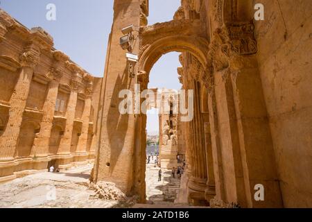 Der Tempel von Bacchus. Die Ruinen der römischen Stadt Heliopolis oder Baalbek im Beqaa-Tal. Baalbek, Libanon - Juni 2019 Stockfoto