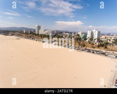 Luftaufnahme von Santa Monica Beach, Kalifornien. Stockfoto