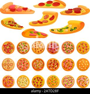 Pizza Icons Set. Cartoon-Set mit Pizza-Vektorsymbolen für Web-Design Stock Vektor