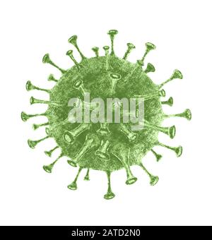 Tödlicher Ausbruch von Coronavirus. Pandemic Medical Health Risk Konzept. Krankheitszelle auf weiß Stockfoto