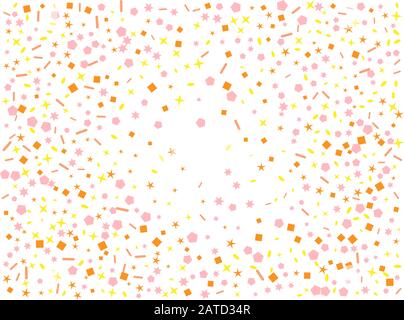 Ein Konfetti mit neuen Hintergründen. Farbige Hexagone, Sterne, Ovalgalaxie. Neue Hintergrundfarbe für Konfetti. Stock Vektor