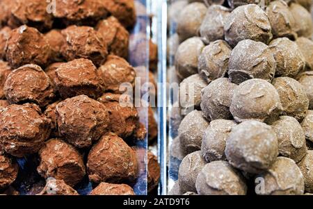 Auswahl Schweizer Schokoladentrüffel Stockfoto