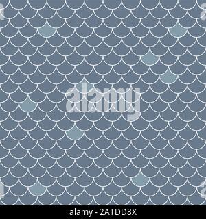 Fischwaage nahtloses Muster. Wiederholter geometrischer Hintergrund in Blautönen. Stilisierte geometrische Vektorgrafiken EPS8. Stock Vektor