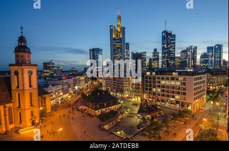 Frankfurt am Main - Deutschland, 11. September 2015. Abendblick von der Sky Bar, Frankfurter Hauptwache Stockfoto