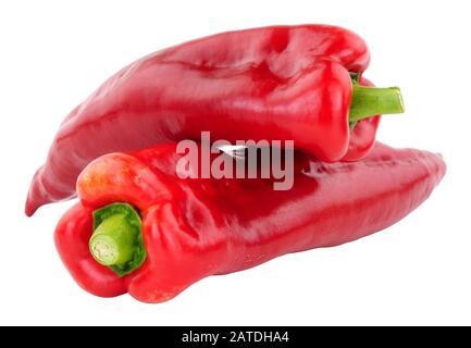 Süße ramiro-rote Paprika isoliert auf weißem Hintergrund Stockfoto