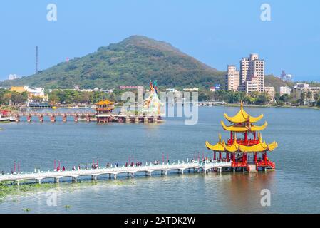 Landschaft des lotusteichs in kaohsiung, taiwan Stockfoto