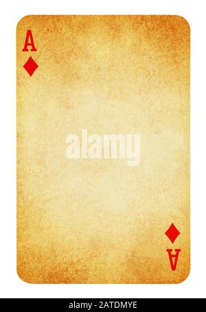 Ace Of Diamonds Vintage Playing Card isoliert auf weißem (clipping path enthalten) Stockfoto