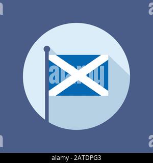 Schottische Nationalflaggen auf flagstaff. Flat Icon of Scottish Flag. Vektordarstellung im EPS8-Format. Stock Vektor