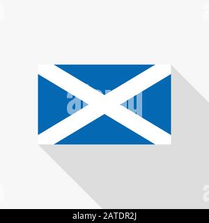 Nationalflaggen Schottlands. Symbol der schottischen Flagge in flachem Stil mit langem Schatten. Flat Icon mit Flagge Schottlands. Vektordarstellung im EPS8-Format.