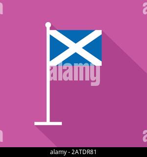 Schottische Nationalflaggen auf Fahnenmast. Flat Icon of Scottish Flag. Vektordarstellung im EPS8-Format. Stock Vektor