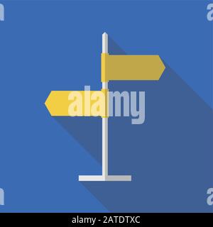 Flaches Symbol für Straßenschild. Wegweisersymbol in flacher Form. Leere Vorlage für Navigationstext. EPS10-Abbildung für saubere Vektoren. Stock Vektor